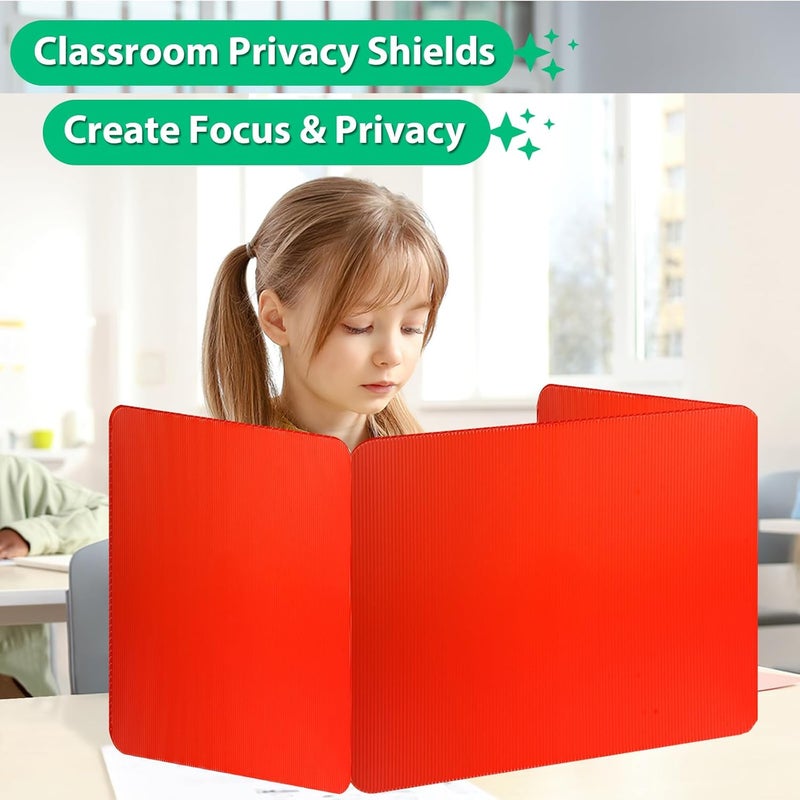 rookea 24 Pack Desk Dividers for Students with 40 Labels, Foldable Waterproof Classroom Privacy Shields Desk Privacy Panel, Plastic Folder Desk Divider for Testing Offices Classroom Teachers Supplies - Image 5